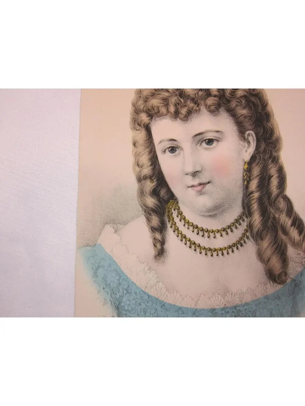 Antique Currier & Ives My Choice Beautiful Girl Hand Colored Lithograph 12 x 9